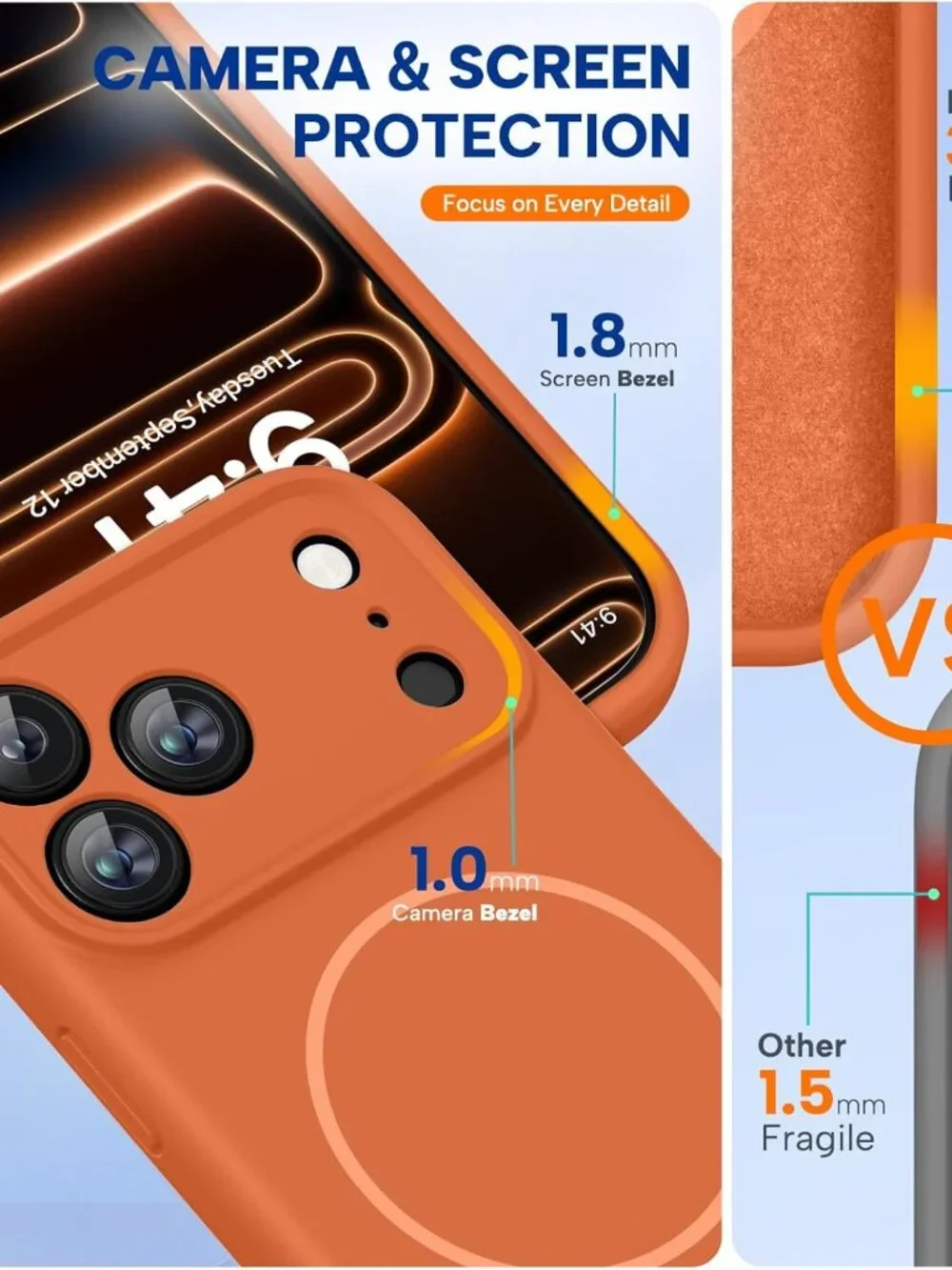 iPhone 17 Pro Magnetic Case MagSafe Shockproof Orange Cover
